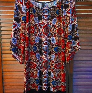 Yahada large brown paisley print fringe dress